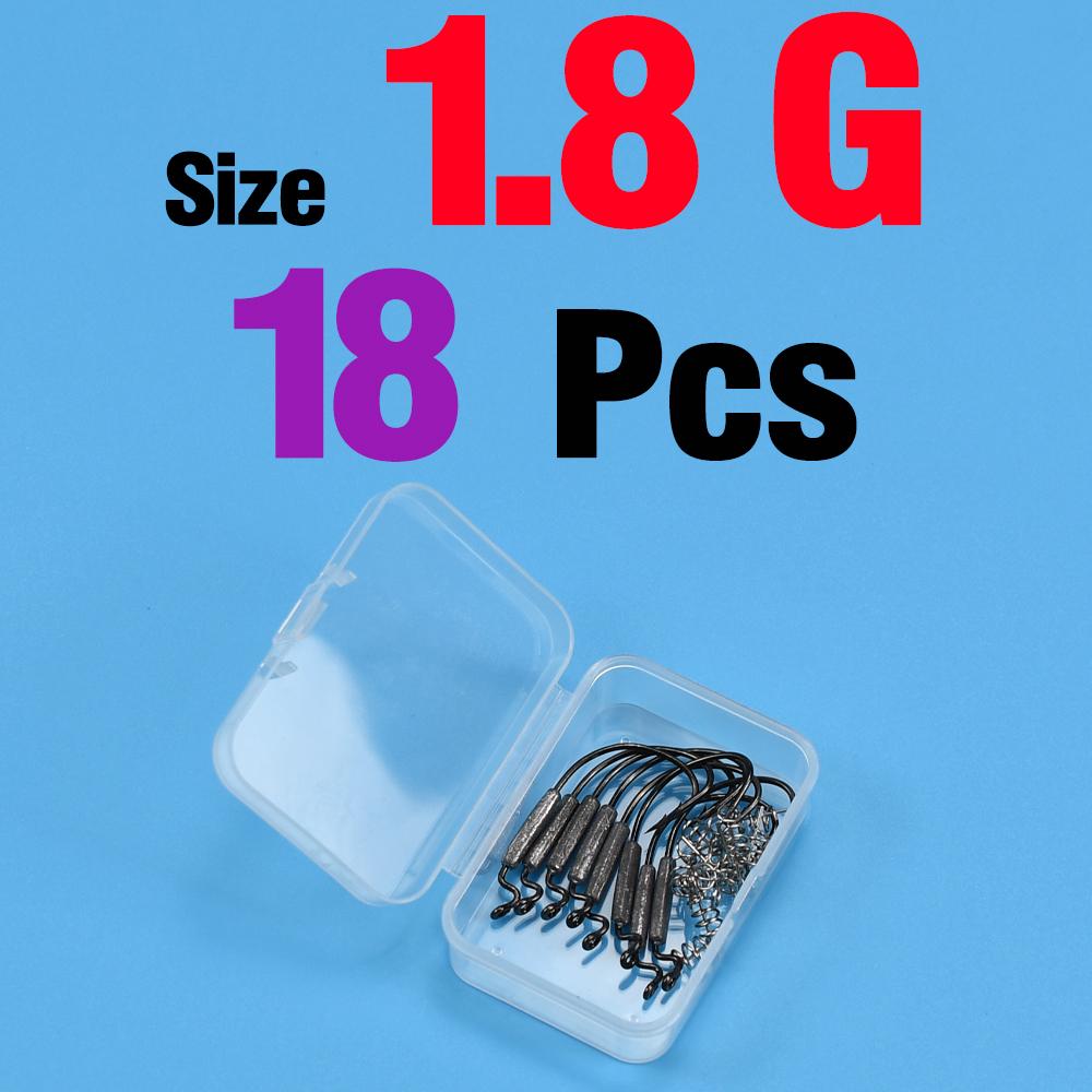 18Pcs Set Jig Crank Head Barbed Hook 1.8g 2g 3g 6g Soft Lure Worm Offset Fishhook Spring Lock Pin Fishing Tackle Accessories
