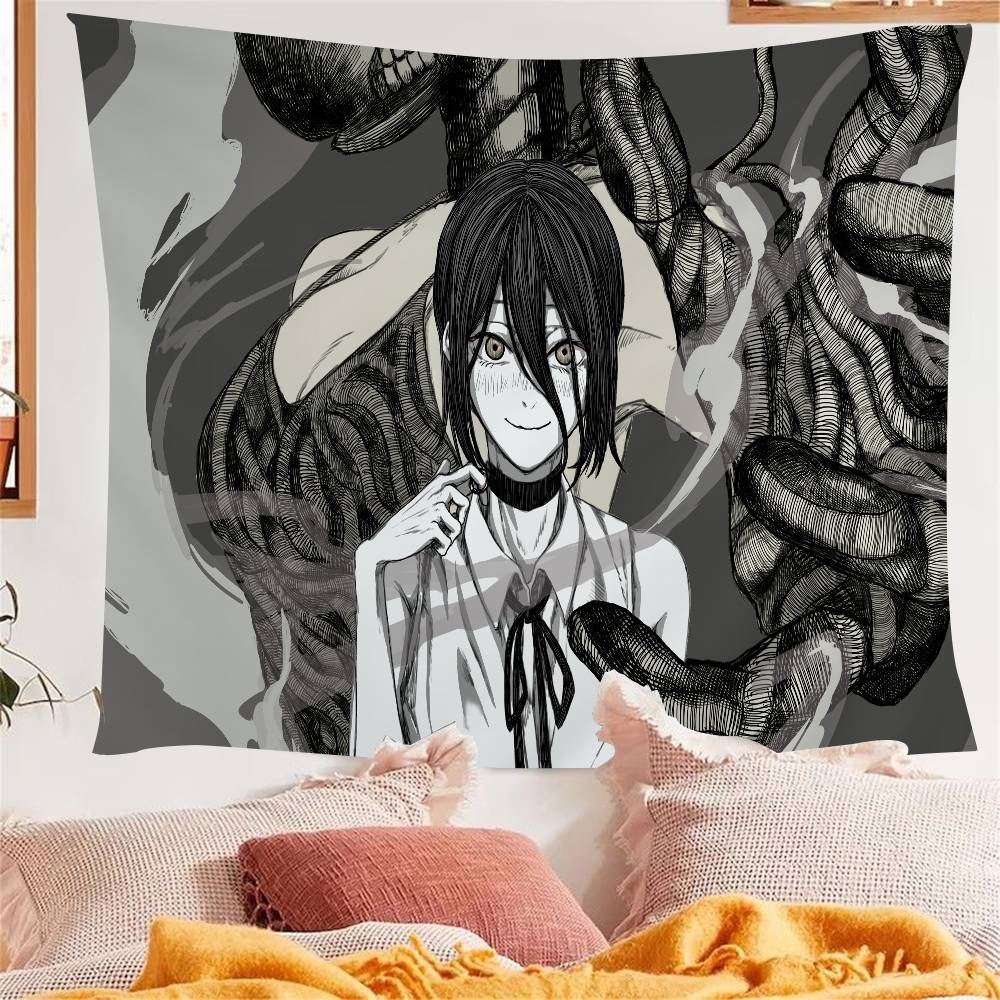 Classic Anime CChainsaw MMan Tapestry Wall Hanging Wall Hanging Bohemian Wall Tapestries Mandala Wall Hanging Sheets