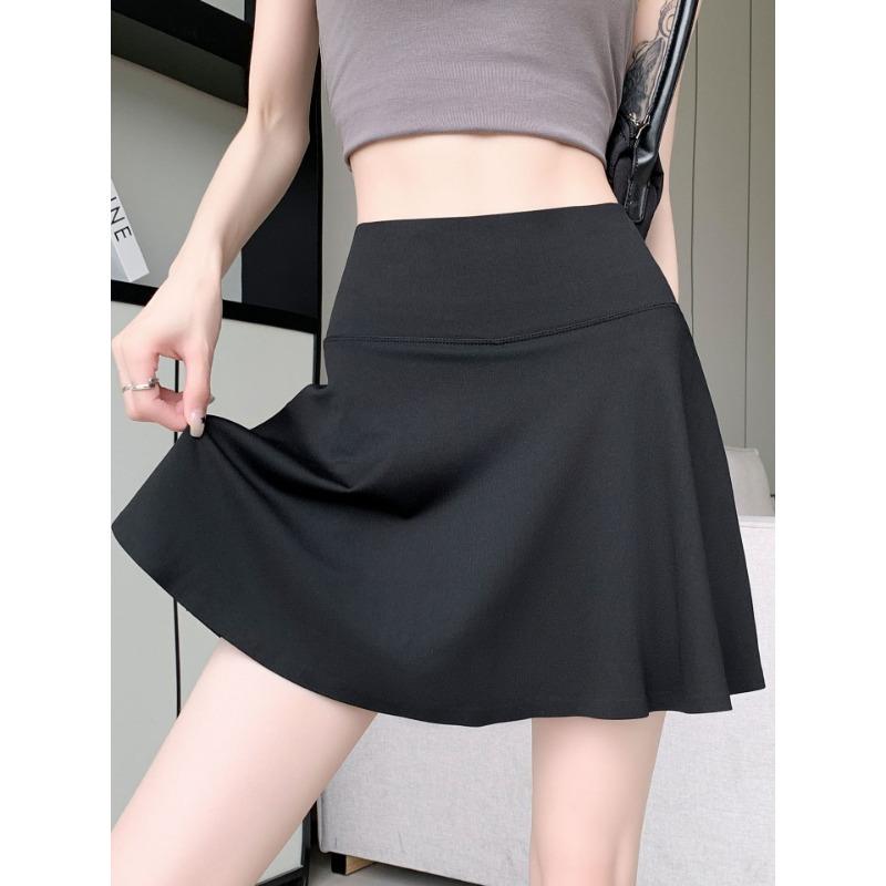 

white high waisted a-line skort with built-in shorts for women M чорний