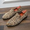 Pattern Large Size Fashion Foot Leather Shoes Style Leopard Print Loafers Fashion Lazy Shoes Men
