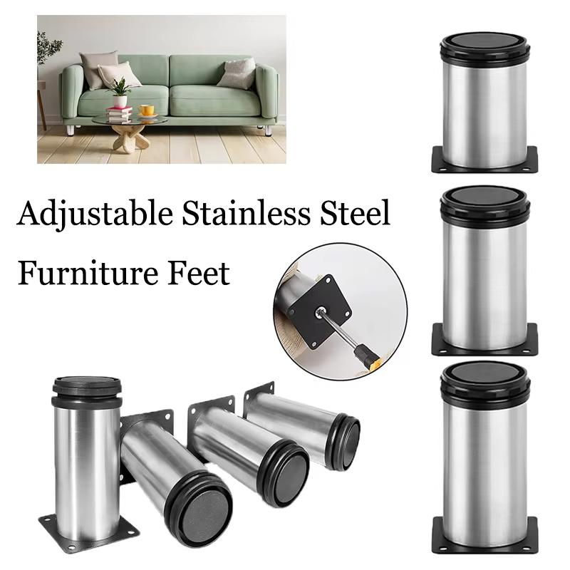 Adjustable Stainless Steel Furniture Legs 6-20CM Waterproof for Bathroom Cabinet Wardrobe Sofa DIY Repair Projects