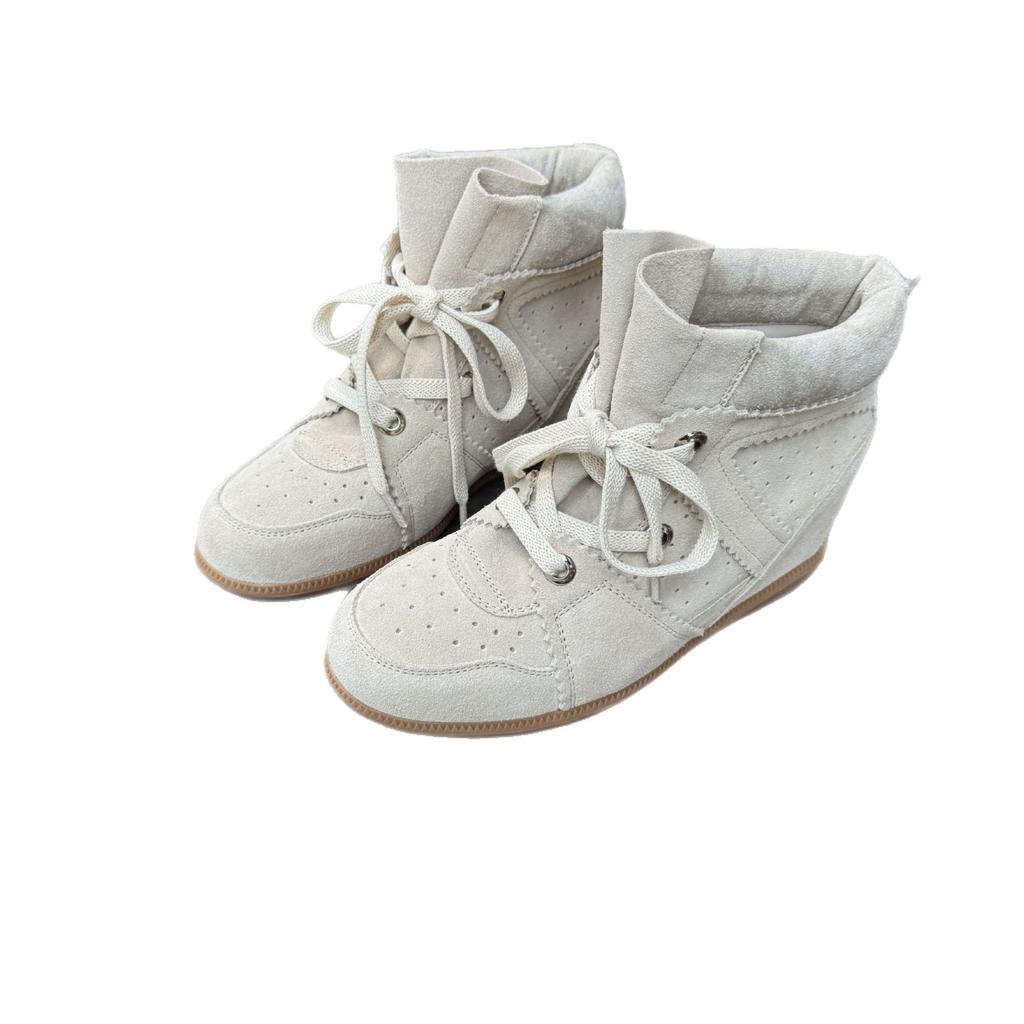 Retro Damen Kurzstiefel mit dicker Sohle Lässige Damen Sneaker mit Höhenvergrößerung High-Top Design Wander-Knöchelstiefel Sportschuhe