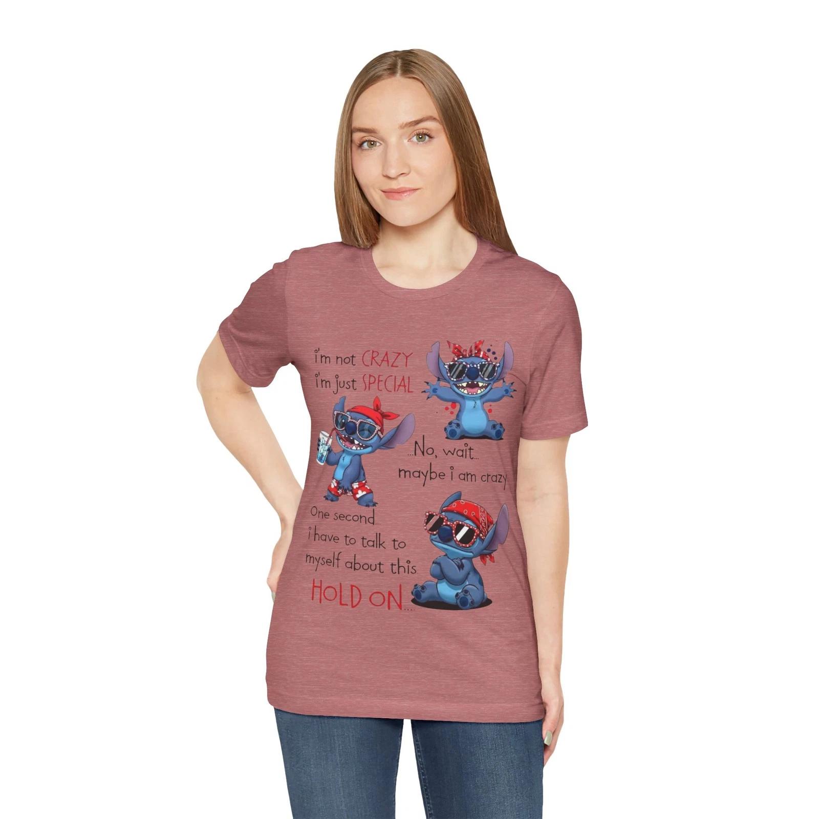 Crazy Special Stitch Graphic Tee | Cute Cartoon Character Shirt L
