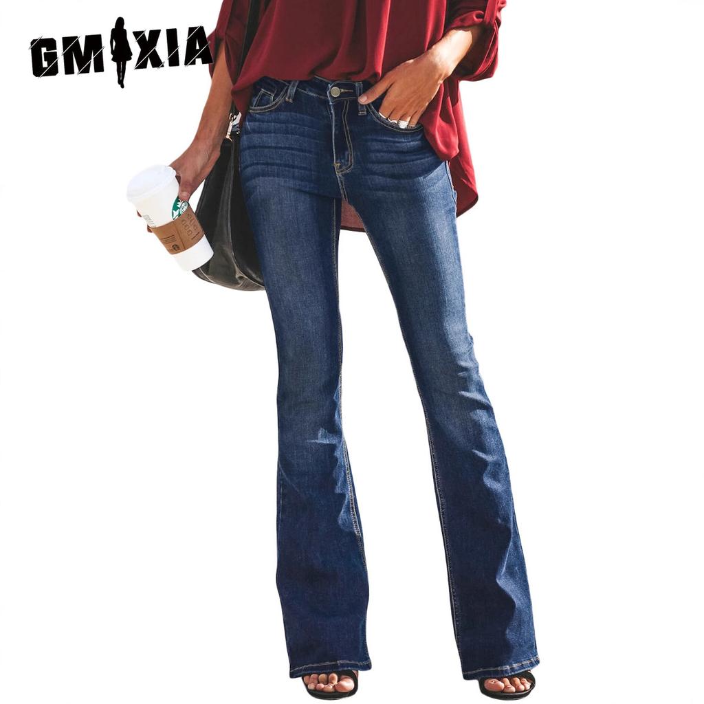 GMXIA Spodnie damskie Dżinsy rozszerzane Dżinsy