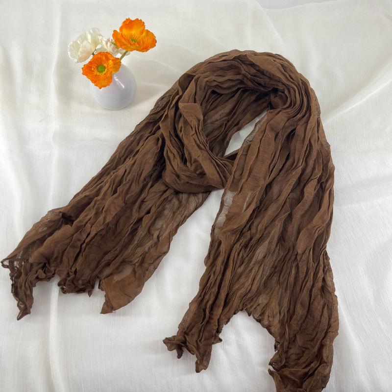 

Solid Color Wrinkled Cotton and Linen Winter Warm Scarf 180cm
