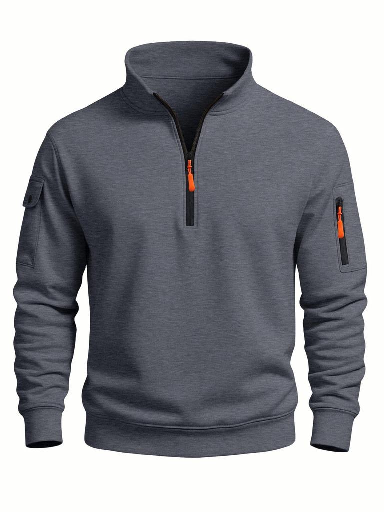 2025 Herr vår- och höstsporthuvtröja med ståkrage - Avslappnad topp