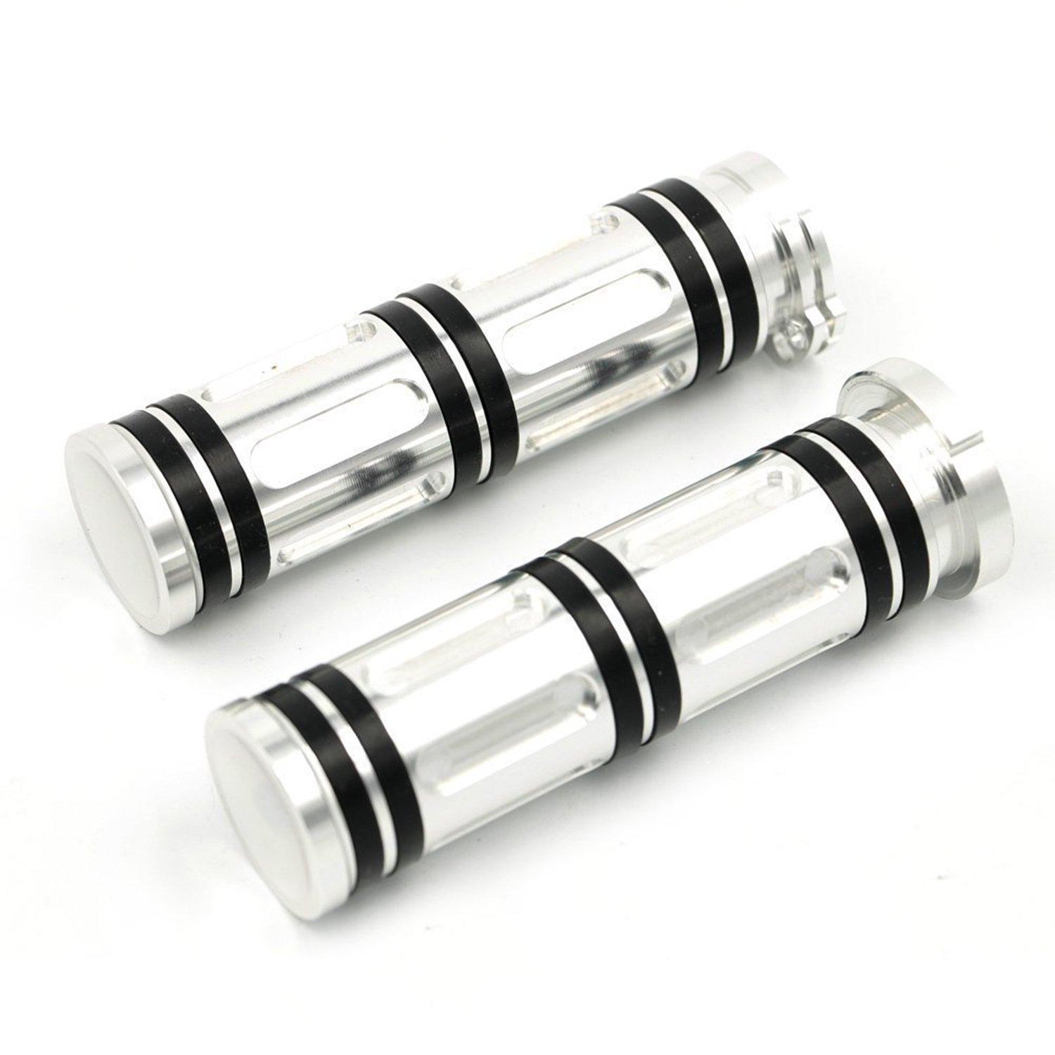 HANSWD Metal Custom Grip Handlebars for Large CNC Motorcycle Vehicles, (Silver)