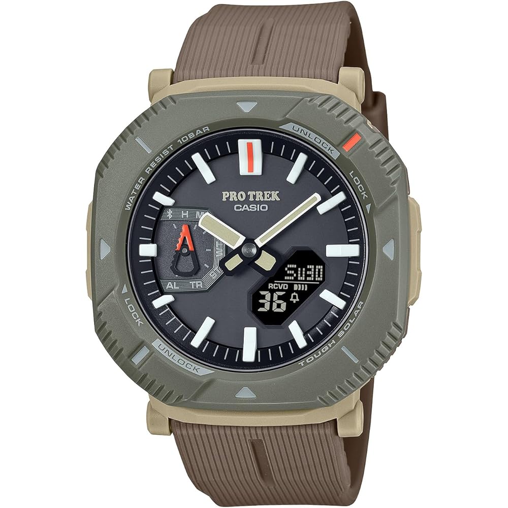 Casio Pro Trek Hiker Line Bluetooth Tough Solar Men s Watch 50mm Brown Biomass Plastic
