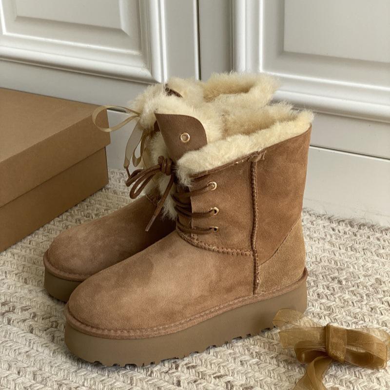 Henan Sangpo snow boots women's winter new fur integrated medium tube thick sole piled thickened warm wool cotton shoes