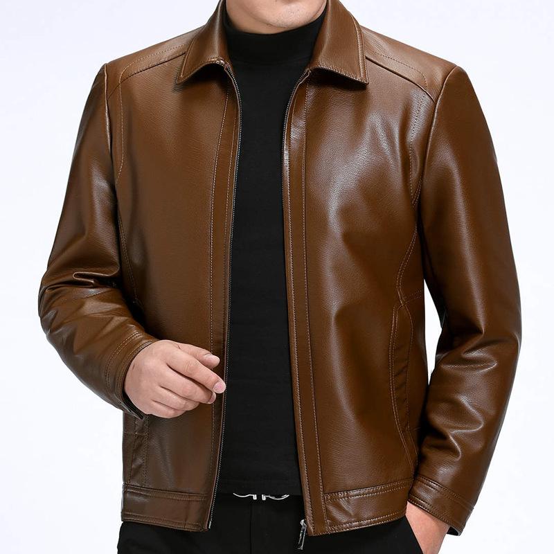 Autumn and Winter Men's Genuine Leather Jackets, Men's Jackets, Middle-aged Business Sheepskin Short Velvet Jackets, Dad Clothes
