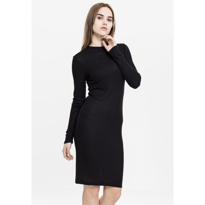 Robe femme - Urban Classics - Robe côtelée - Col rond - Manches longues - Taille XS à XL