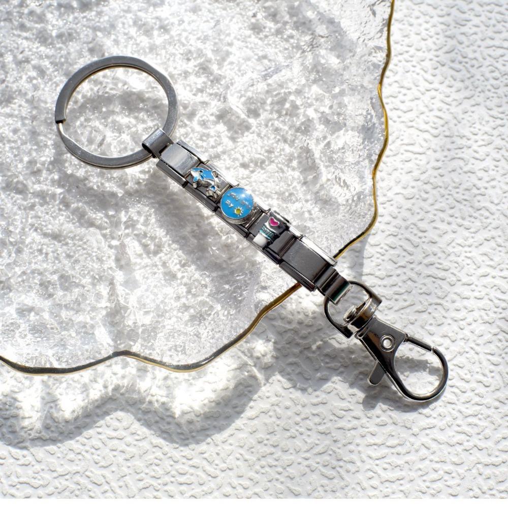 Italian Charm Love Italian Charm Chain Stainless Steel Car Keychain Fun Modular Bracelet Gift