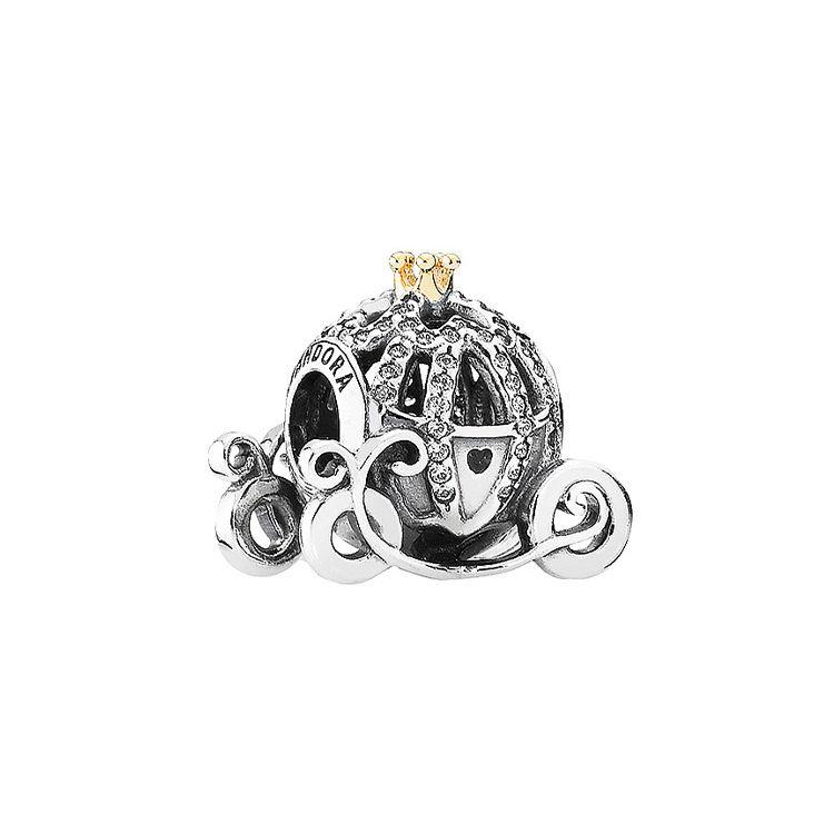 Pandora Disney Cinderella Pumpkin Carriage Charm Pendant Women pendant 791573CZ Box,Gold/Silver