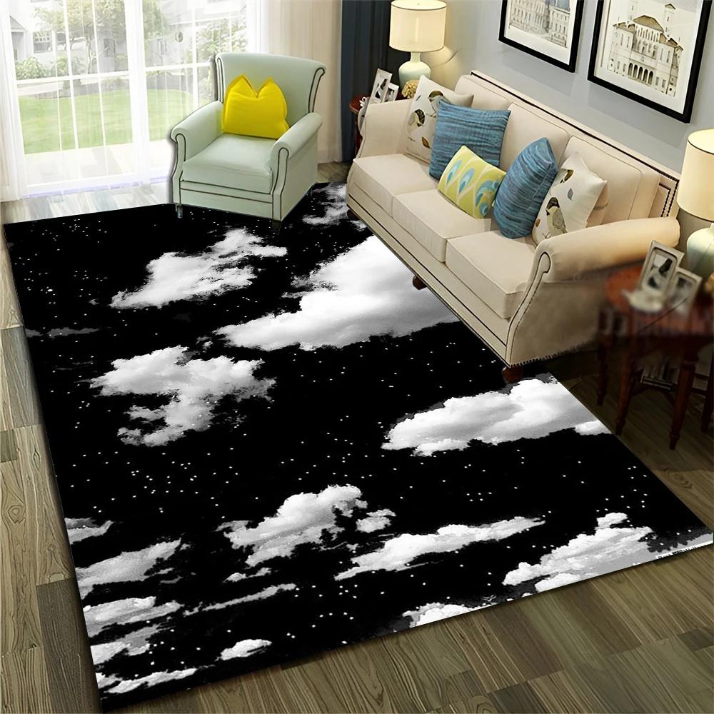 Cosmic Space Theme Area Rug With Artistic Planets Galaxy Nebula Black Hole Patterns Soft Decorative Carpet For Living Room