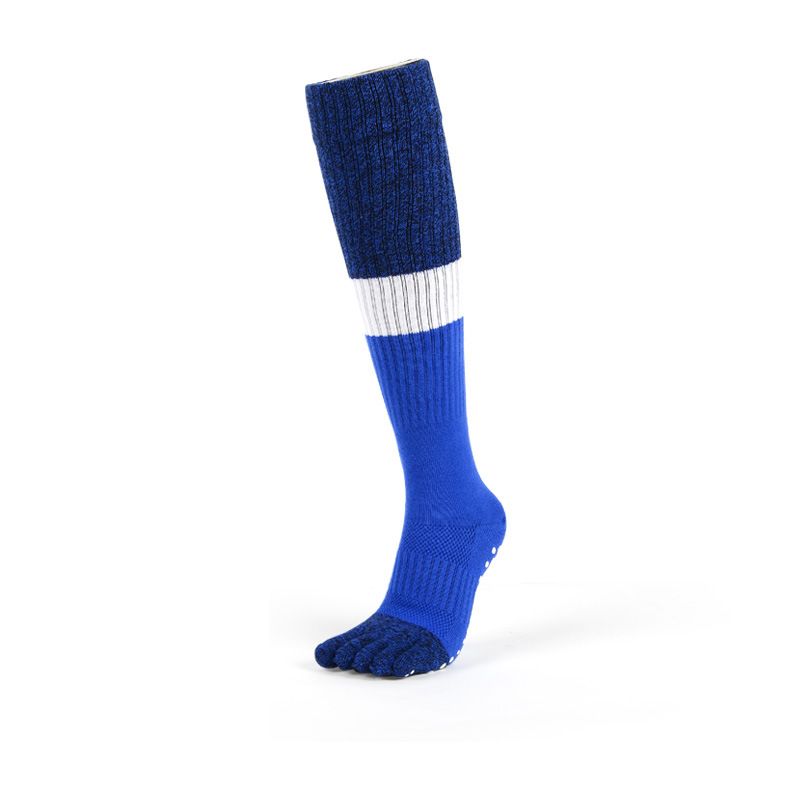

Meikan Beautiful Watch Athletic Stockings Contrast Color Full Toe Yoga Wide Stripe Toe Socks Fall and Winter Parallel Running Yoga Socks Blue