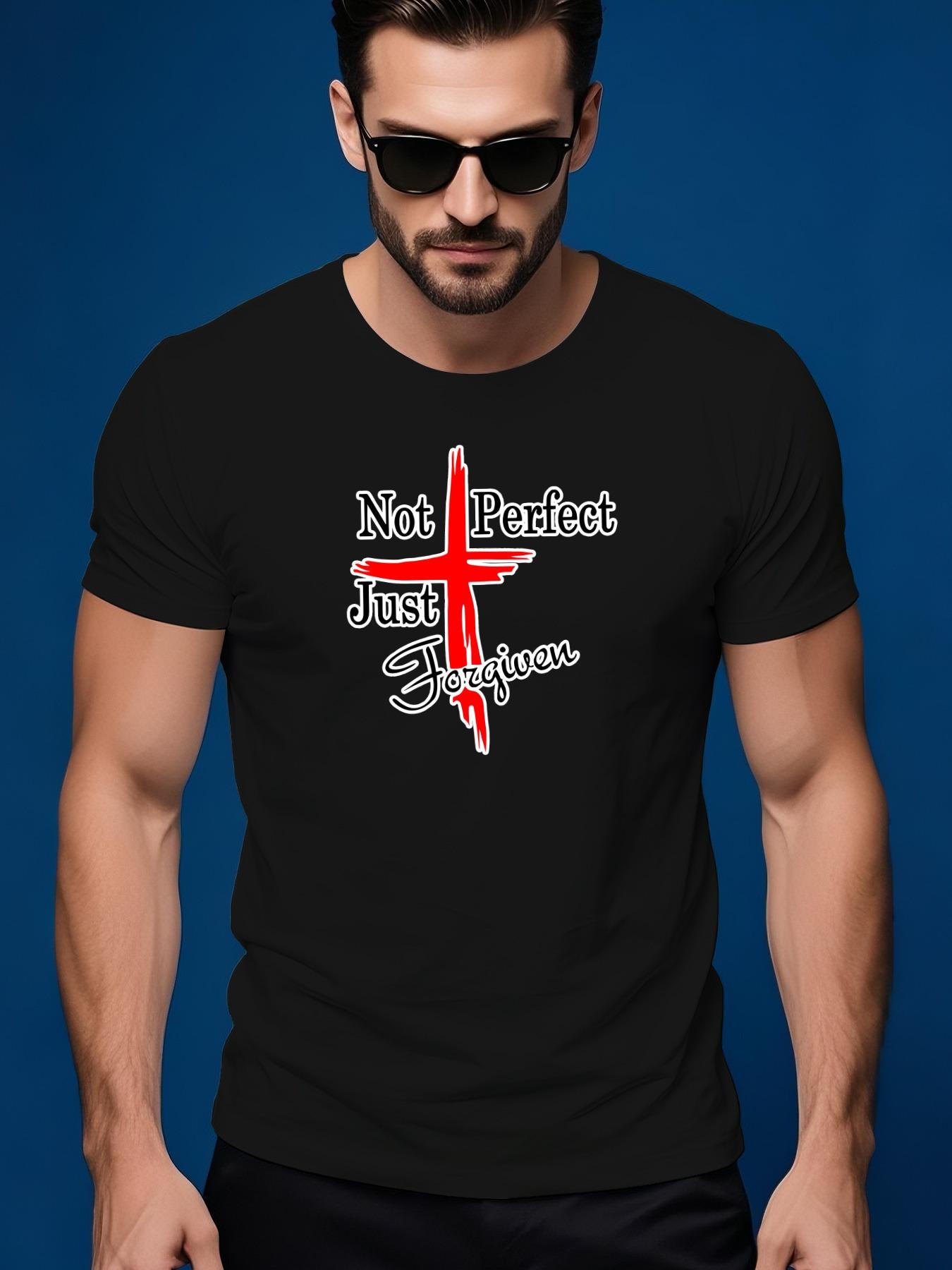 NOT PERFECT JUST FOGUAN Graphic Tshirt with Red Cross Des... XL