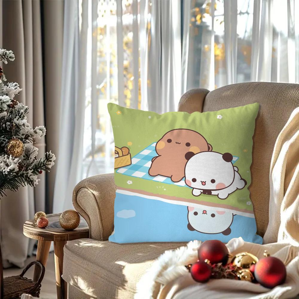 Cartoon One And Two Cloth Animation Pillow Case Square Pillow Bedroom Sofa Leisure Comfort Car Living Room Home Decoration 40X40