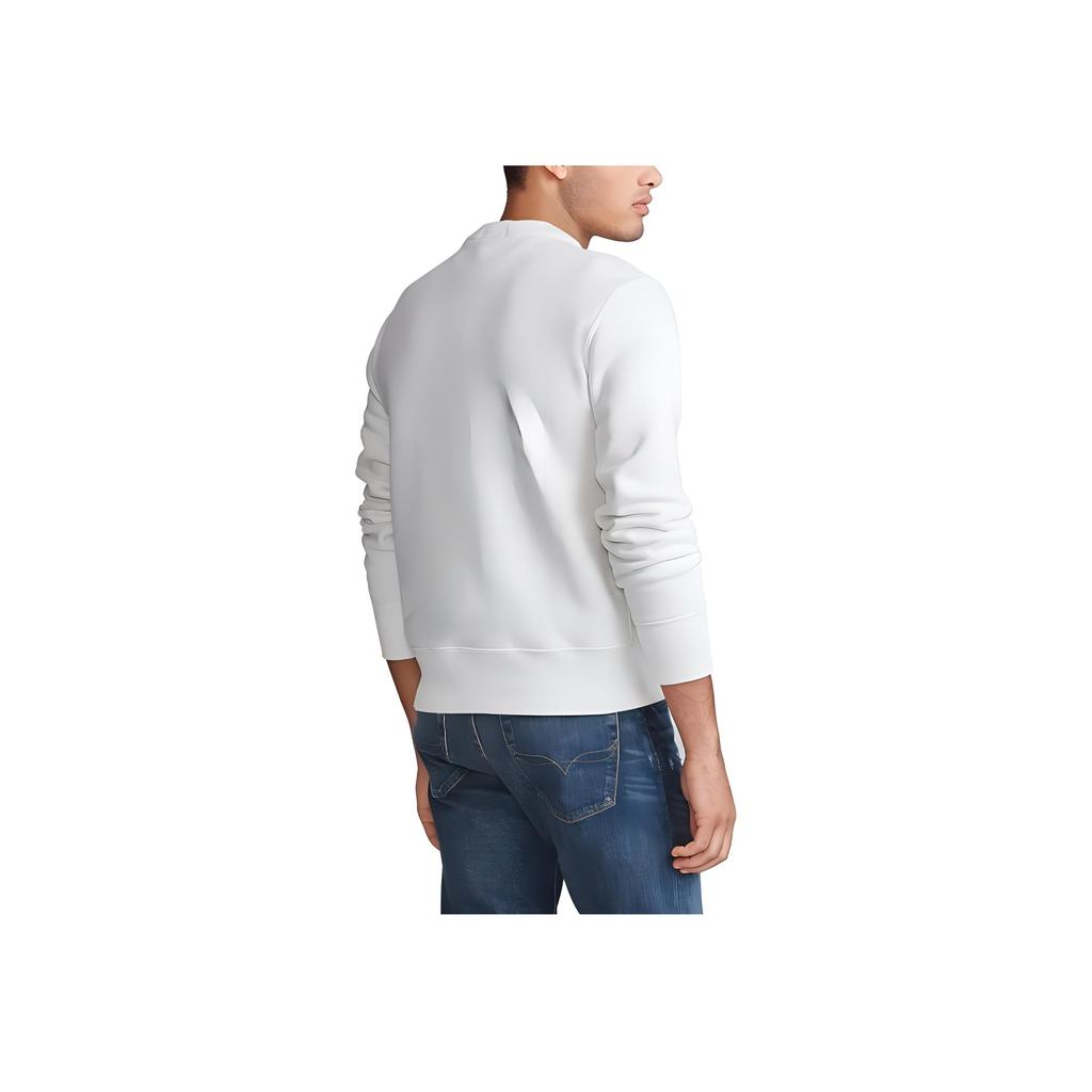 Polo Ralph Lauren FW23 Solid Color Rugby Bear Pattern Crewneck Long Sleeve Fleece Sweatshirt Men Sweatshirt White MNPOKNI16820336-100