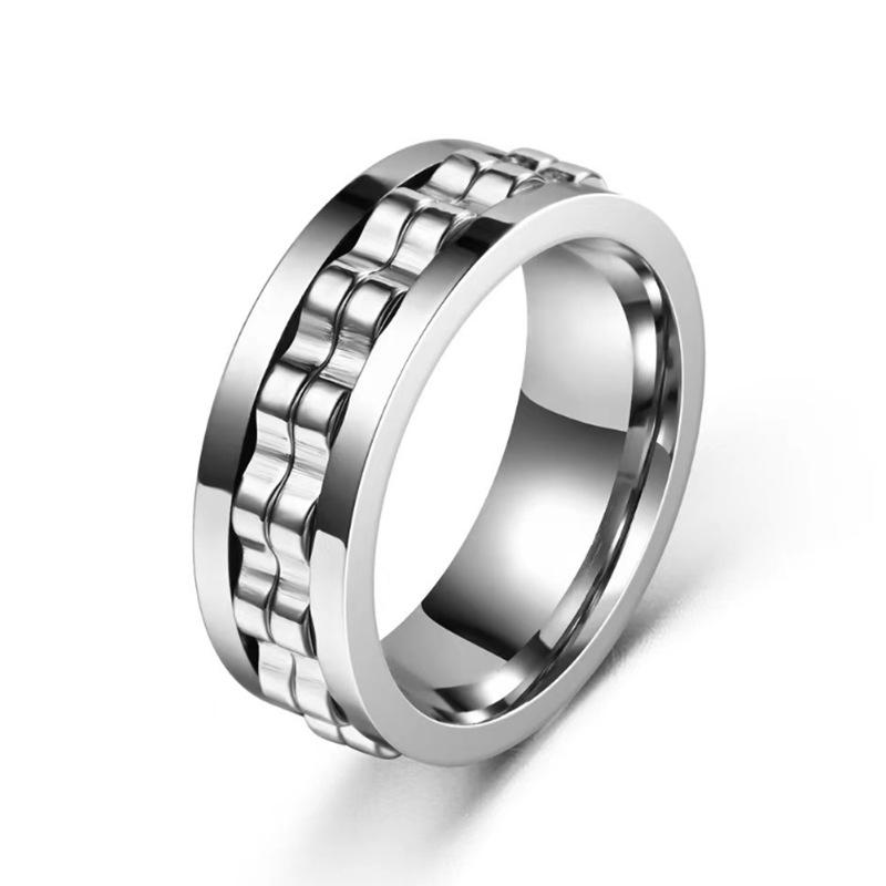 Titanium Steel Rotating Anxiety-Relief Ring - European & American Fashion Jewelry