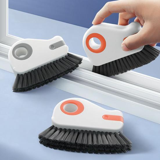 1/2 ks štěrbinový kartáč 2 v 1 kartáč na čištění drážek přenosný čistič okenních kolejniček s tvrdými štětinami škrabka lopatka ergonomická rukojeť čistič štěrbin