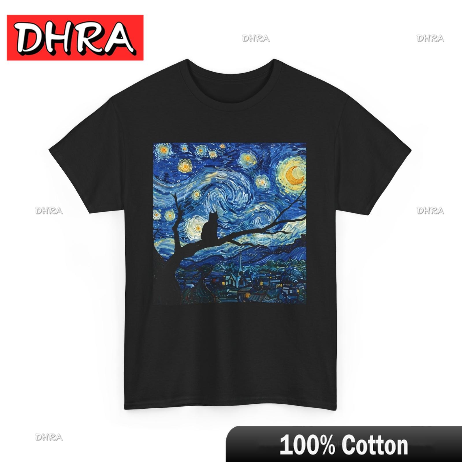 

Cat Starry Night TShirt Beautiful Scenery Tee Funny Creative Unisex Bold Tshirts Unique Classic Edgy Top Y2K Anime Tshirt Clothing 4XL