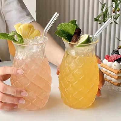 Pineapple Glass Cup Water Bottle Breakfast Cup Kitchen Drinking Cold Coffee Cups Glasses for Drinks Office Desk Accessorie