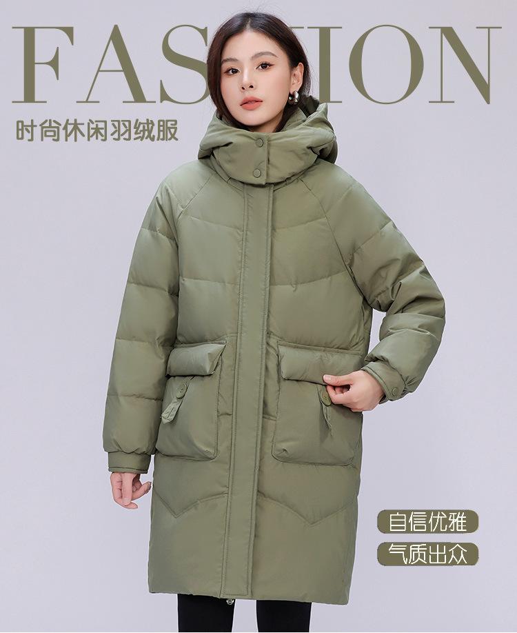 

Повседневный свободный женский пуховик утолщенный модный повседневный теплый стеганый пуховик средней длины большого размера с капюшоном 2XL-120-80 kg