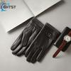 Light Luxury Men Genuine Driving  Gloves Leather Touch Screen Black Real Sheepskin Thin  Business Brown Warm Fleece Gloves