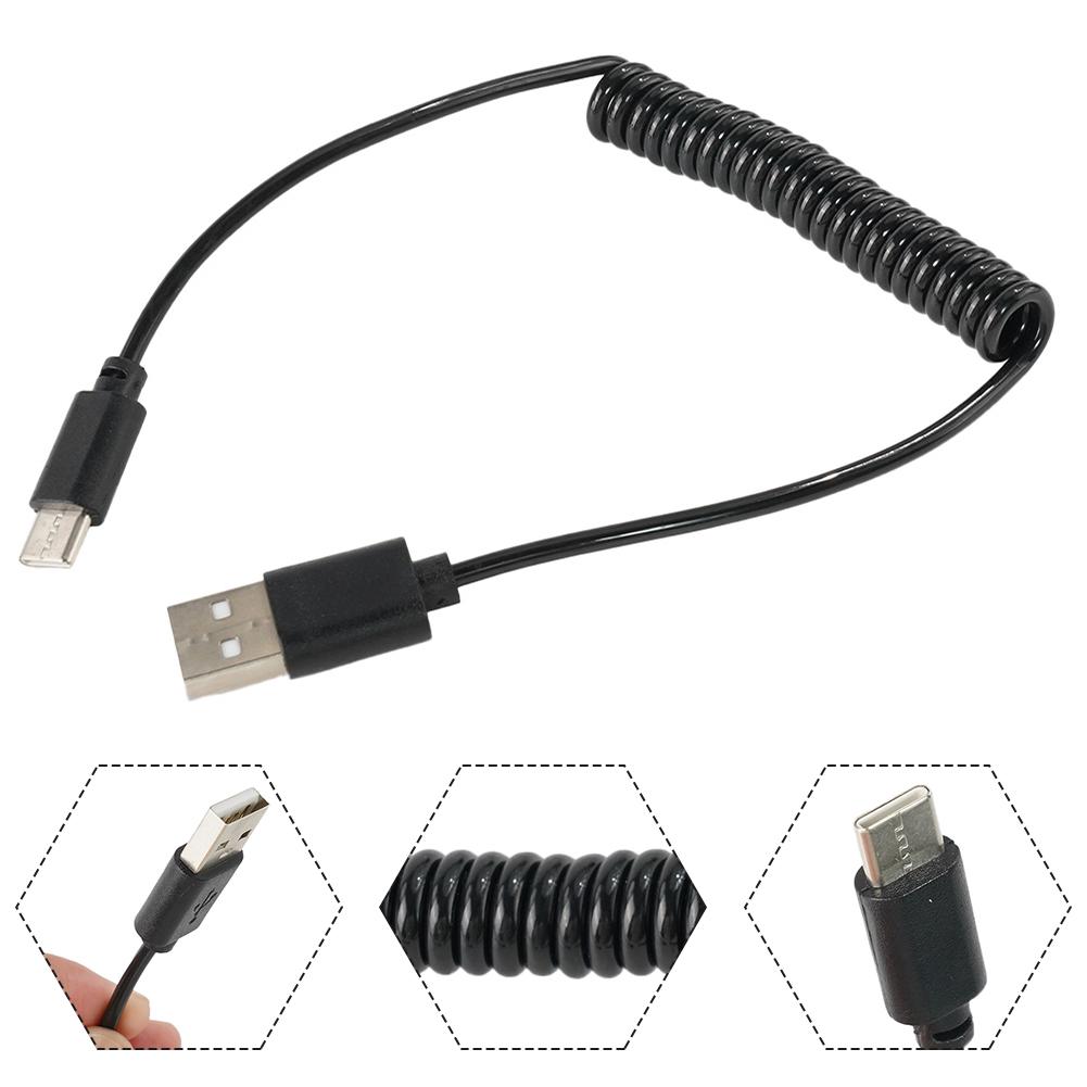 

1* Charger Type C Cable For Android Phone Kit Replacement Tool ABS+TPU Adapter Cellphone Connector Spring Useful чорний