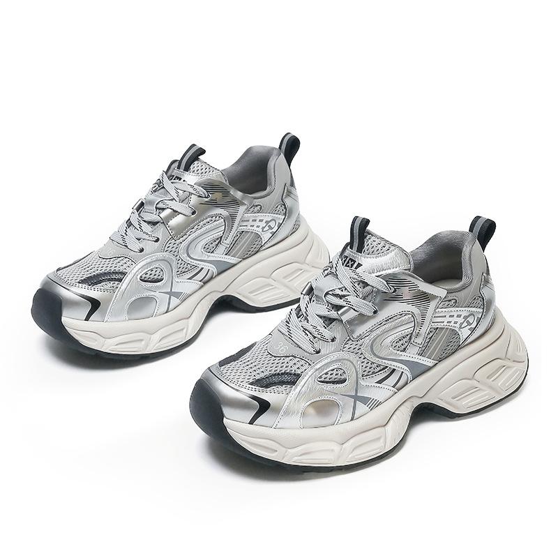 2025 Early Spring New Dad Shoes Women's Thick-soled Lightweight Soft-soled Retro Non-slip Heightening Breathable Sports and Leisure Shoes Women