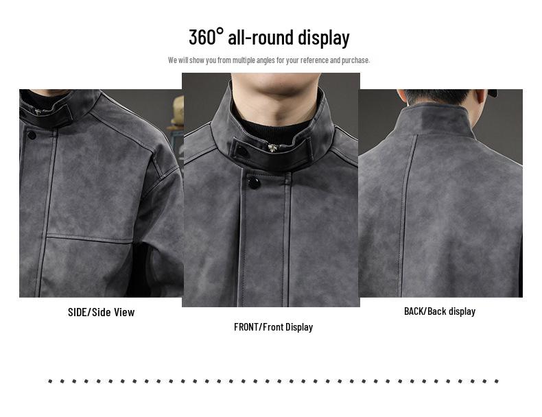 Men's High-End Retro Leather Motorcycle Jacket - American Style, Casual PU Outerwear