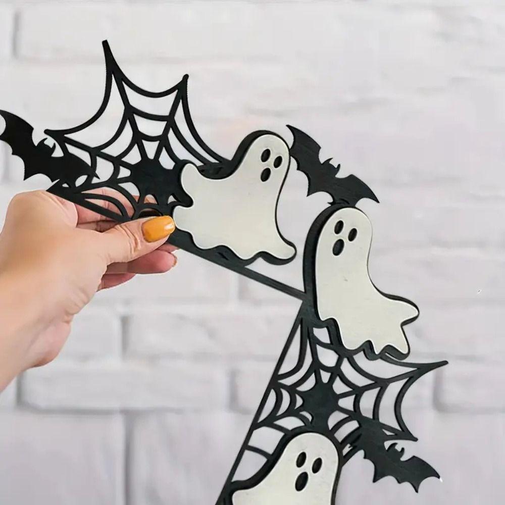Pumpkin Ghost Witch Halloween Door Corner Sign Wooden Ghost Festival Door Stickers  Home Decor