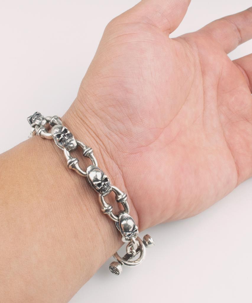 Sheen666 Skull Link Silver Bracelet
