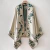 Women'S Imitation Cashmere Warm Shawl Ethnic Style Cloak Fashionable Scarves Floral Print Coldproof And Windproof Scraf