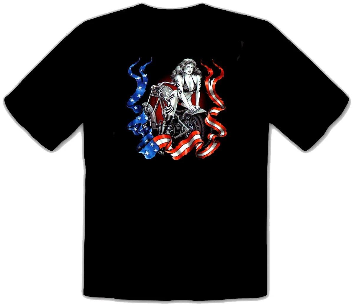 Ride US Custom Bike Rockabilly Harley Chopper Black T-Shirt -344- XL