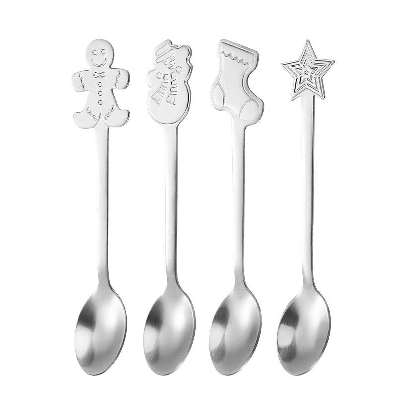 Creative Nordic Christmas Cutlery Set Silver Four-Piece Set (OPP Bag)