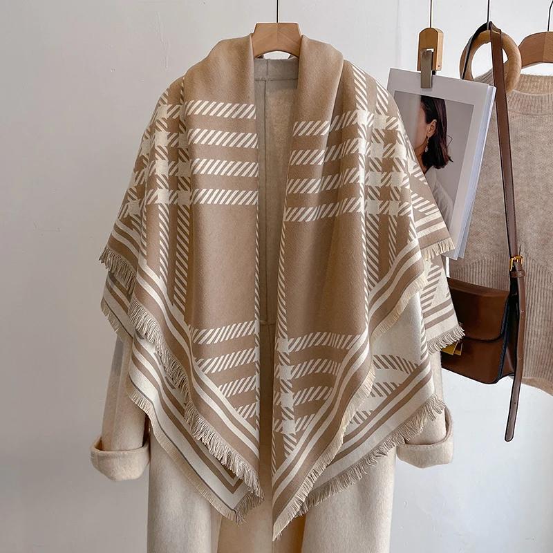 2025 Luxury Brand Winter Women's Cashmere Scarf - Abstract Printed Tasseled Shawl Wrap, Pashmina Bandana & Elegant Poncho