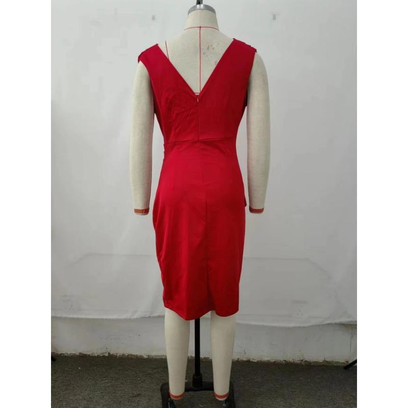 Dámská móda Léto Jaro Jednobarevný tisk Neformální šaty bez rukávů s výstřihem do V a vysokým pasem