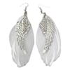 Fashion Silver Plated Angel Wings Earring White Feather Drop Earrings for Women
