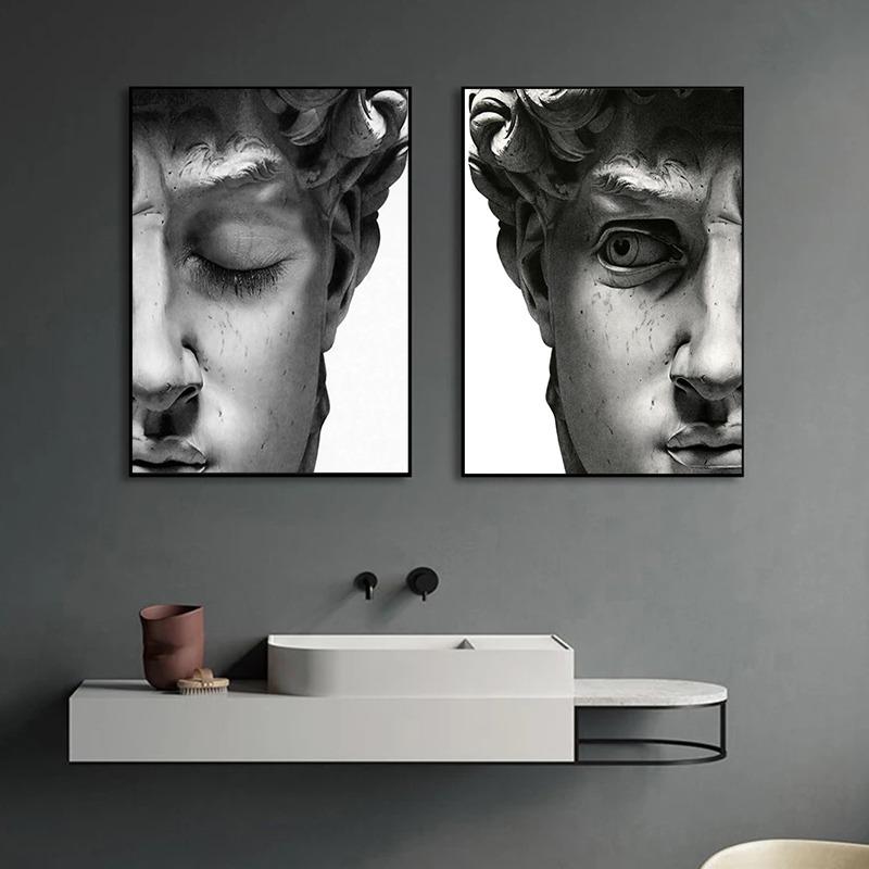 Italy Famous Sculpture Artwork Canvas Poster Poseidon David Wall Art Picture for Living Room Bedroom Club Modern Home Decor Gift