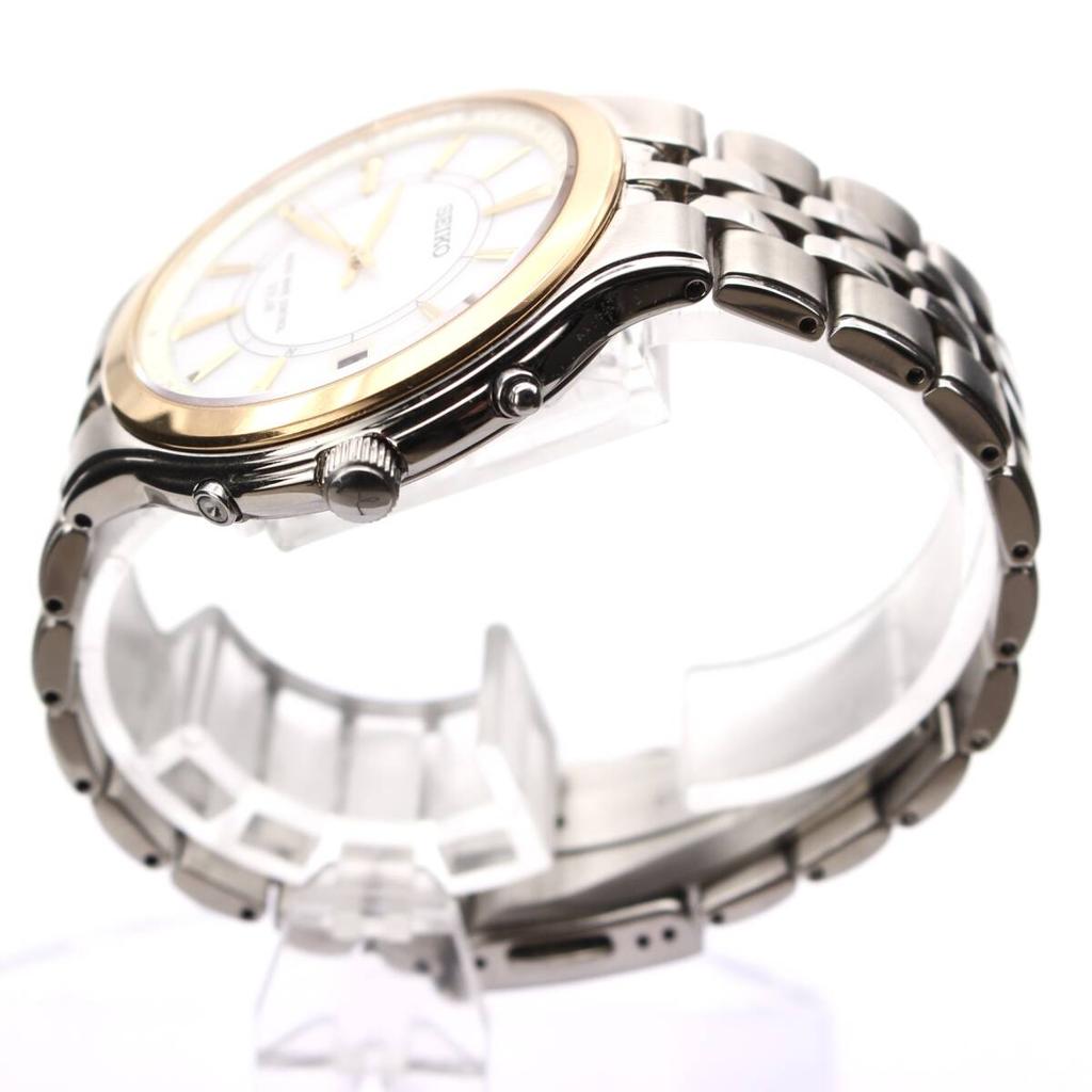Excellent condition SEIKO DOLCE made in 2010 white luxury dress men's watch, Radio-Controlled solar-powered, Japan, model, discontinued, 7B42-0AP0
