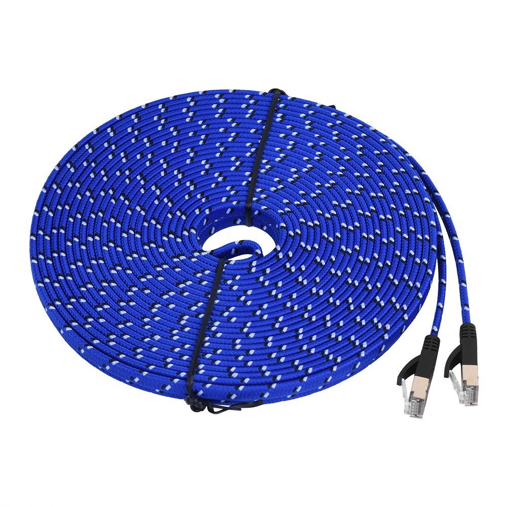 

CAT7 RJ45 10Gbps Patch Shielded Lan Network Cable Flat Ethernet Cord 15m 10M
