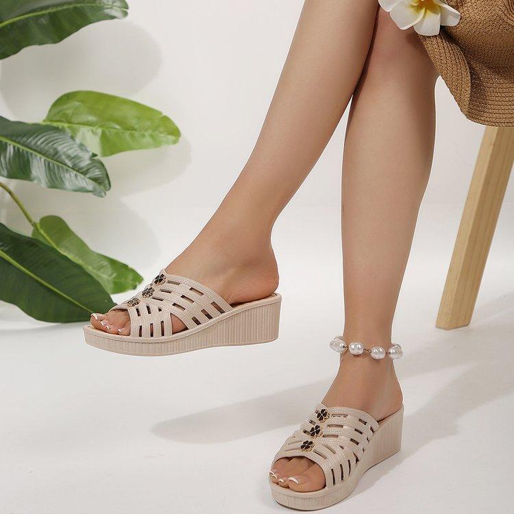 

Туфли на высоком каблуке, туфли на танкетке, обувь на толстой подошве, женские тапочки, нескользящие сандалии и тапочки 40 абрикосовый