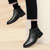Fashion Genuine leather men's boots Versatile styles for autumn and winter Leisure Business Party Adult office Outdoor Warm Shoes Black
