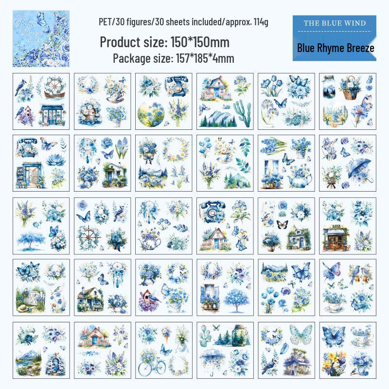 ZABC Mist-Locked Mountains Large PET Sticker Book: 30 Die-Cut Sheets, 4 Styles