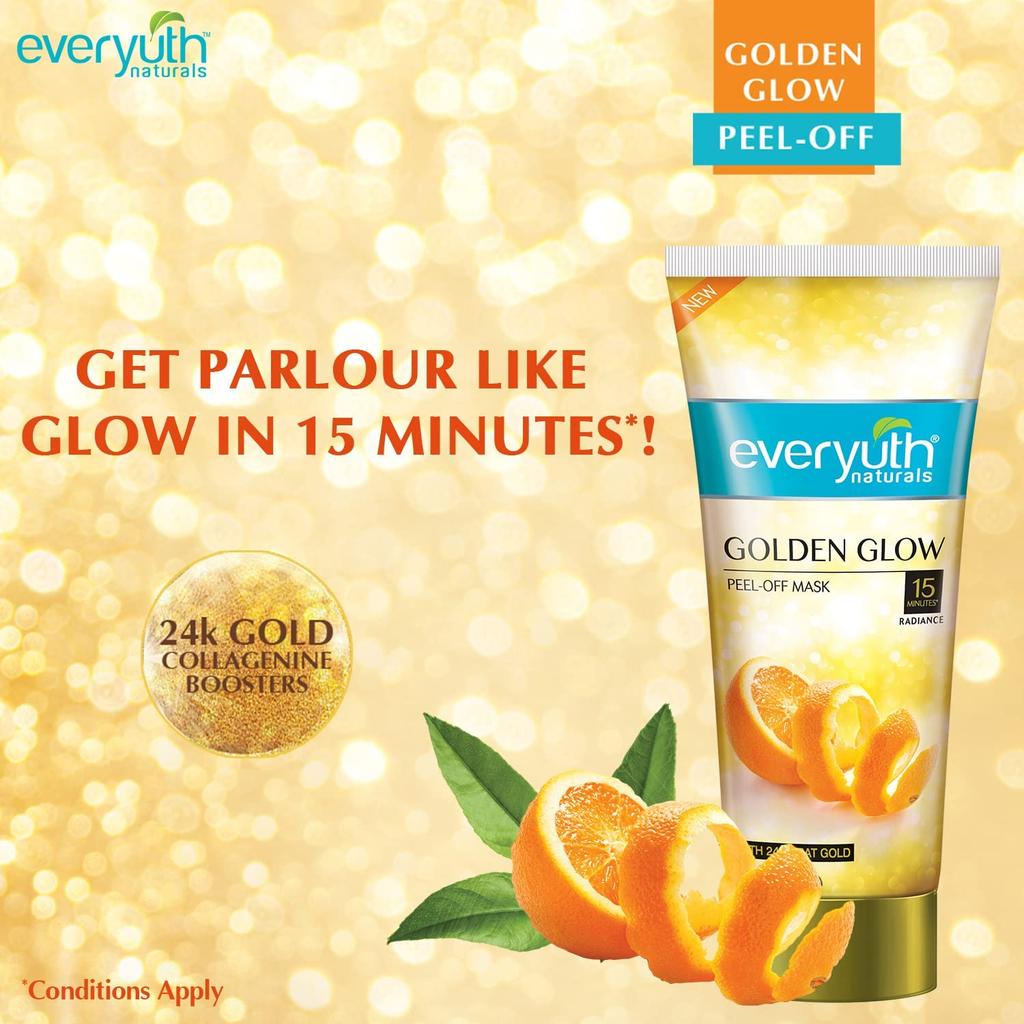 Everyuth Naturals Advanced Golden Glow Peel Off Mask 100gm Instant Skin Brightening Face Treatment
