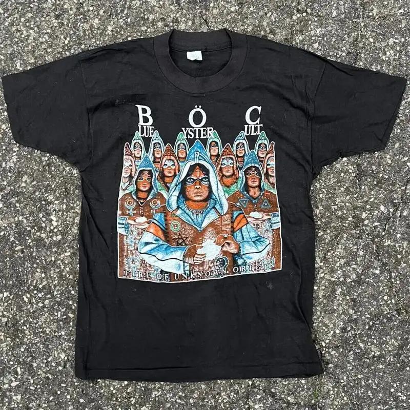 

Vintage Blue Oyster Cult band graphic short sleeve black shirt KV26048 S разноцветный