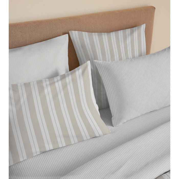 Complete Reversible Duvet Cover Set "Vanessa" 6 Pieces for 160 X 200 Bed Florence Natural