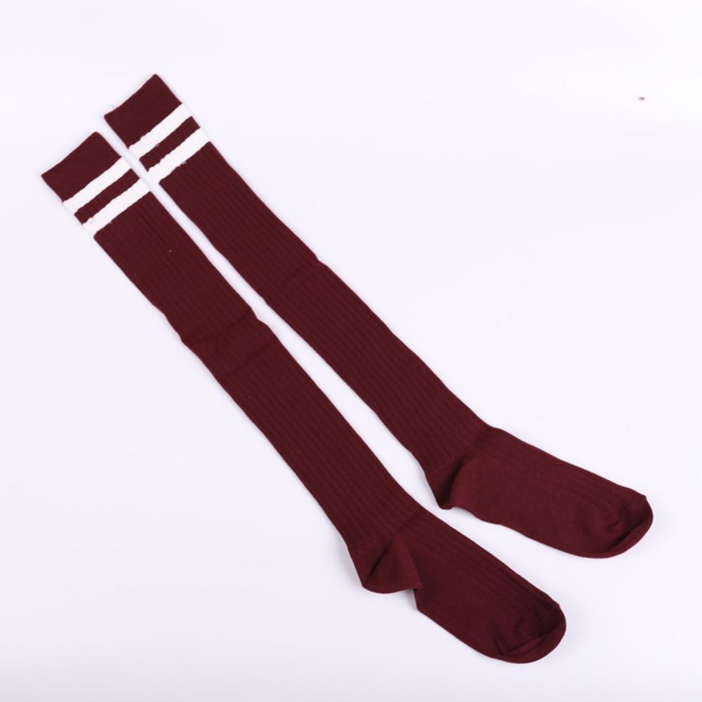 Autumn New Sweet Cotton Bottom Socks Manufacturers Wholesale, Two Bars Vertical Strip Knee Socks Jacquard Long Socks