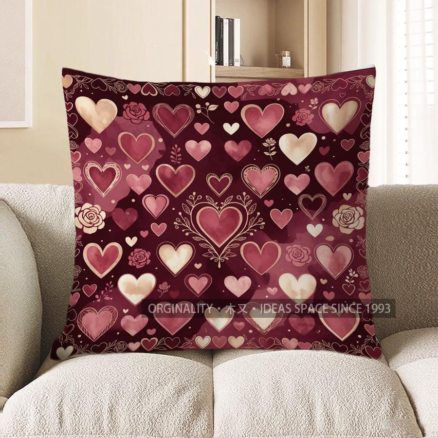 

2D Heart Patterns Pillow Covers For Cozy Decor Pattern Cushion Cover Suitable For Sofa Bedroom Car Pillow Cover 40x40cm